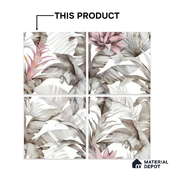 Moroccan Floor & Wall Tile TL 07324 B Muted Bloom 1 ft x 1 ft Ceramic Matte Finish - 9 mm | Suitable For Kitchen, Bathroom, Dining Area | Please Expect a Slight Variation of Pattern (Sample)