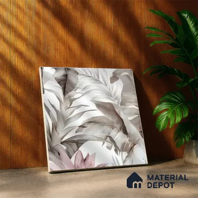 Moroccan Floor & Wall Tile TL 07324 C Petal Whisper 1 ft x 1 ft Ceramic Matte Finish - 9 mm | Suitable For Kitchen, Bathroom, Dining Area | Please Expect a Slight Variation of Pattern (Sample)
