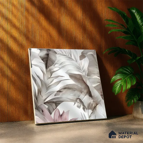 Moroccan Floor & Wall Tile TL 07324 C Petal Whisper 1 ft x 1 ft Ceramic Matte Finish - 9 mm | Suitable For Kitchen, Bathroom, Dining Area | Please Expect a Slight Variation of Pattern (Sample)