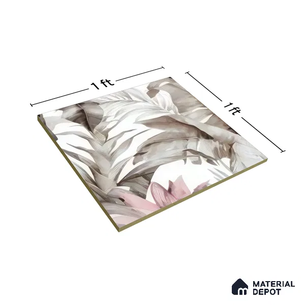 Moroccan Floor & Wall Tile TL 07324 C Petal Whisper 1 ft x 1 ft Ceramic Matte Finish - 9 mm | Suitable For Kitchen, Bathroom, Dining Area | Please Expect a Slight Variation of Pattern (Sample)