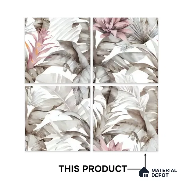 Moroccan Floor & Wall Tile TL 07324 C Petal Whisper 1 ft x 1 ft Ceramic Matte Finish - 9 mm | Suitable For Kitchen, Bathroom, Dining Area | Please Expect a Slight Variation of Pattern (Sample)