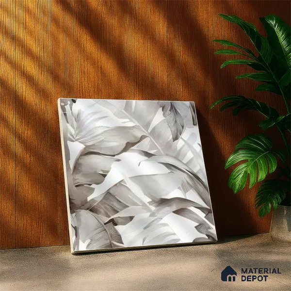 Moroccan Floor & Wall Tile TL 07324 D Ash Flora 1 ft x 1 ft Ceramic Matte Finish - 9 mm | Suitable For Kitchen, Bathroom, Dining Area | Please Expect a Slight Variation of Pattern (Sample)