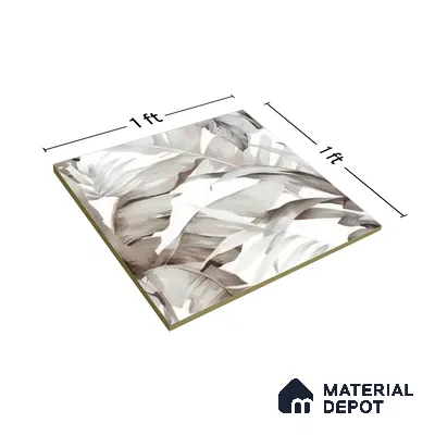 Moroccan Floor & Wall Tile TL 07324 D Ash Flora 1 ft x 1 ft Ceramic Matte Finish - 9 mm | Suitable For Kitchen, Bathroom, Dining Area | Please Expect a Slight Variation of Pattern (Sample)