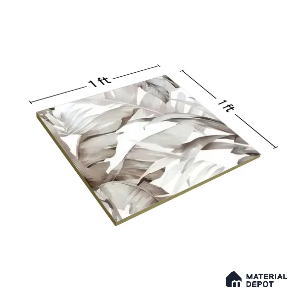 Moroccan Floor & Wall Tile TL 07324 D Ash Flora 1 ft x 1 ft Ceramic Matte Finish - 9 mm | Suitable For Kitchen, Bathroom, Dining Area | Please Expect a Slight Variation of Pattern (Sample)