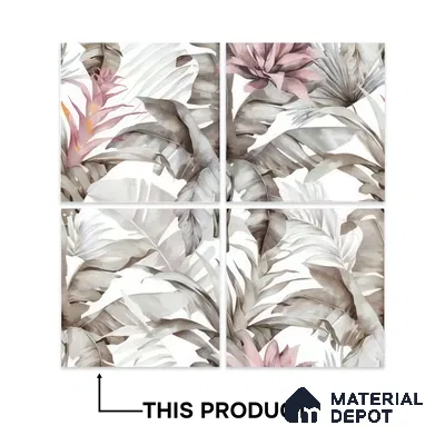 Moroccan Floor & Wall Tile TL 07324 D Ash Flora 1 ft x 1 ft Ceramic Matte Finish - 9 mm | Suitable For Kitchen, Bathroom, Dining Area | Please Expect a Slight Variation of Pattern (Sample)