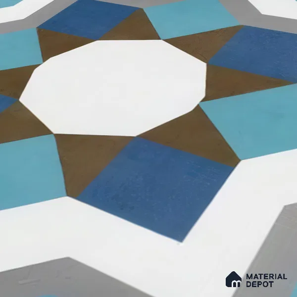 Moroccan Floor & Wall Athangudi Tile TL 07309 Cobalt Maze 1 ft x 1 ft Ceramic Matte Finish - 9 mm | Suitable For Kitchen, Bathroom, Living Area | Please Expect a Slight Variation of Pattern (Sample)