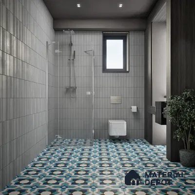 Moroccan Floor & Wall Athangudi Tile TL 07309 Cobalt Maze 1 ft x 1 ft Ceramic Matte Finish - 9 mm | Suitable For Kitchen, Bathroom, Living Area | Please Expect a Slight Variation of Pattern (Sample)