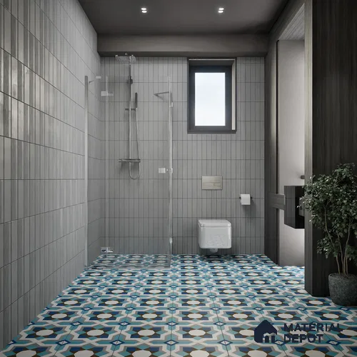 Moroccan Floor & Wall Athangudi Tile TL 07309 Cobalt Maze 1 ft x 1 ft Ceramic Matte Finish - 9 mm | Suitable For Kitchen, Bathroom, Dining Area | Please Expect a Slight Variation of Pattern
