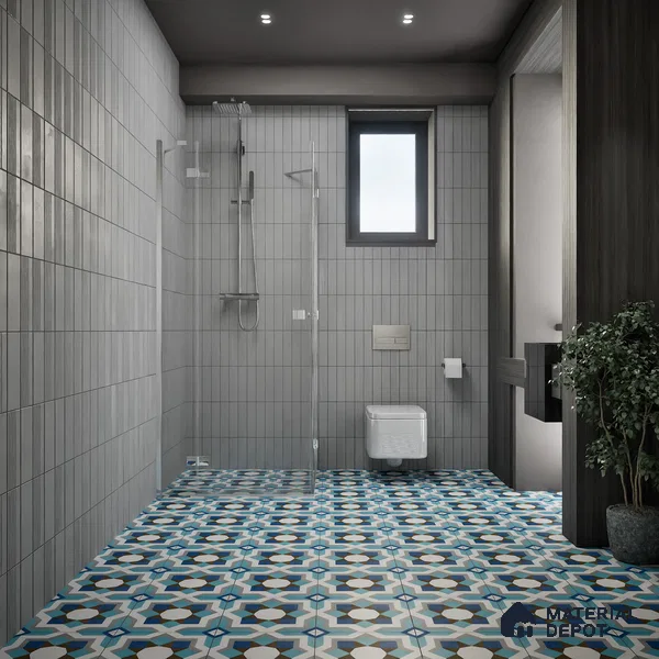 Moroccan Floor & Wall Athangudi Tile TL 07309 Cobalt Maze 1 ft x 1 ft Ceramic Matte Finish - 9 mm | Suitable For Kitchen, Bathroom, Living Area | Please Expect a Slight Variation of Pattern (Sample)