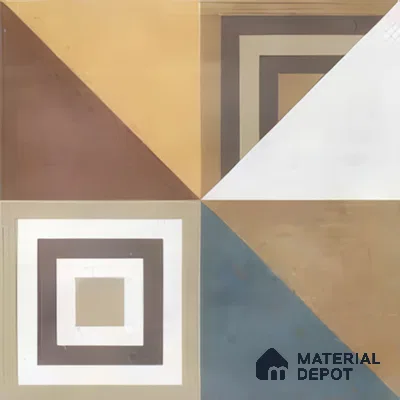 Moroccan Floor & Wall Tile TL 07285 Retro Axis 1 ft x 1 ft Ceramic Matte Finish - 9 mm | Suitable For Kitchen, Bathroom, Living Area | Please Expect a Slight Variation of Pattern (Sample)