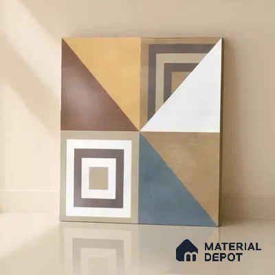 Moroccan Floor & Wall Tile TL 07285 Retro Axis 1 ft x 1 ft Ceramic Matte Finish - 9 mm | Suitable For Kitchen, Bathroom, Living Area | Please Expect a Slight Variation of Pattern (Sample)