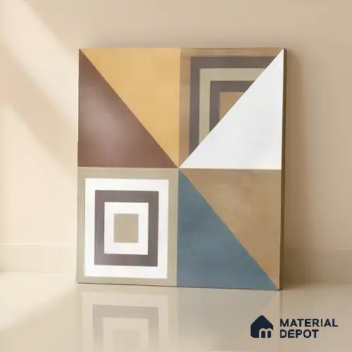 Moroccan Floor & Wall Tile TL 07285 Retro Axis 1 ft x 1 ft Ceramic Matte Finish - 9 mm | Suitable For Kitchen, Bathroom, Living Area | Please Expect a Slight Variation of Pattern