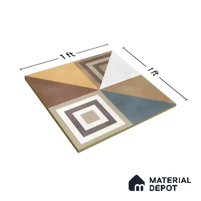 Moroccan Floor & Wall Tile TL 07285 Retro Axis 1 ft x 1 ft Ceramic Matte Finish - 9 mm | Suitable For Kitchen, Bathroom, Living Area | Please Expect a Slight Variation of Pattern (Sample)