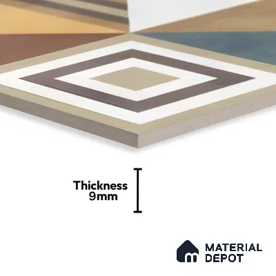 Moroccan Floor & Wall Tile TL 07285 Retro Axis 1 ft x 1 ft Ceramic Matte Finish - 9 mm | Suitable For Kitchen, Bathroom, Living Area | Please Expect a Slight Variation of Pattern (Sample)