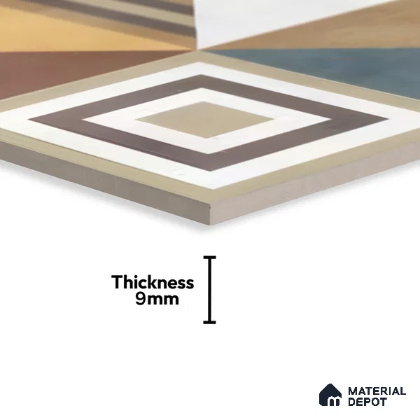 Moroccan Floor & Wall Tile TL 07285 Retro Axis 1 ft x 1 ft Ceramic Matte Finish - 9 mm | Suitable For Kitchen, Bathroom, Living Area | Please Expect a Slight Variation of Pattern (Sample)