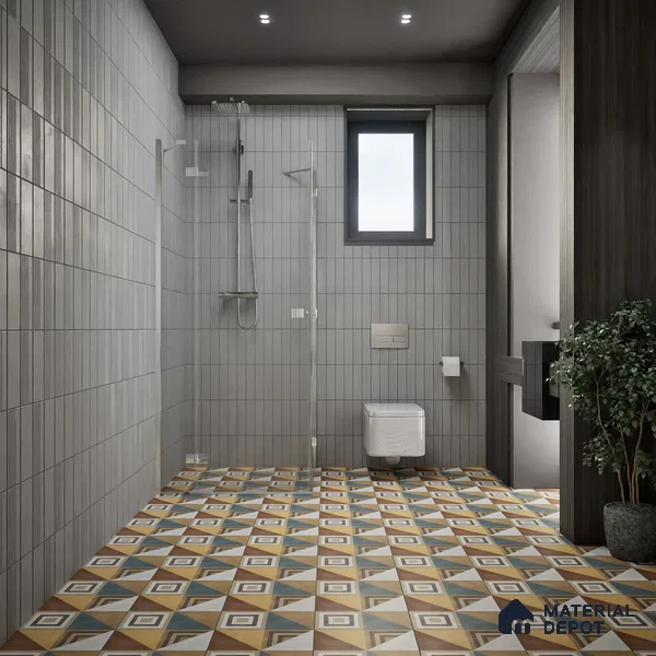 Moroccan Floor & Wall Tile TL 07285 Retro Axis 1 ft x 1 ft Ceramic Matte Finish - 9 mm | Suitable For Kitchen, Bathroom, Living Area | Please Expect a Slight Variation of Pattern (Sample)