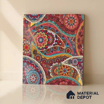 Moroccan Floor & Wall Tile TL 07319 Crimson Bloom 1 ft x 1 ft Ceramic Matte Finish - 9 mm | Suitable For Kitchen, Bathroom, Living Area | Please Expect a Slight Variation of Pattern (Sample)