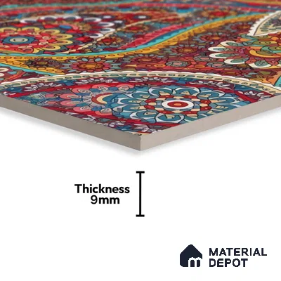 Moroccan Floor & Wall Tile TL 07319 Crimson Bloom 1 ft x 1 ft Ceramic Matte Finish - 9 mm | Suitable For Kitchen, Bathroom, Living Area | Please Expect a Slight Variation of Pattern (Sample)