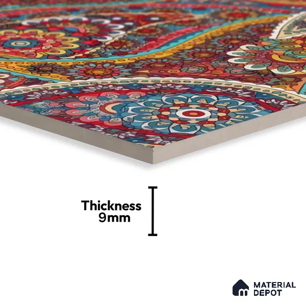 Moroccan Floor & Wall Tile TL 07319 Crimson Bloom 1 ft x 1 ft Ceramic Matte Finish - 9 mm | Suitable For Kitchen, Bathroom, Living Area | Please Expect a Slight Variation of Pattern (Sample)