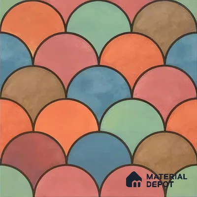 Moroccan Floor & Wall Tile TL 07323 Sunset Scales 1 ft x 1 ft Ceramic Matte Finish - 9 mm | Suitable For Kitchen, Bathroom, Living Area | Please Expect a Slight Variation of Pattern (Sample)