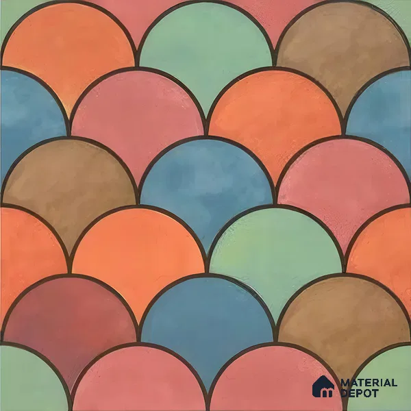 Moroccan Floor & Wall Tile TL 07323 Sunset Scales 1 ft x 1 ft Ceramic Matte Finish - 9 mm | Suitable For Kitchen, Bathroom, Living Area | Please Expect a Slight Variation of Pattern (Sample)