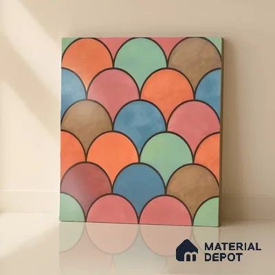 Moroccan Floor & Wall Tile TL 07323 Sunset Scales 1 ft x 1 ft Ceramic Matte Finish - 9 mm | Suitable For Kitchen, Bathroom, Living Area | Please Expect a Slight Variation of Pattern (Sample)