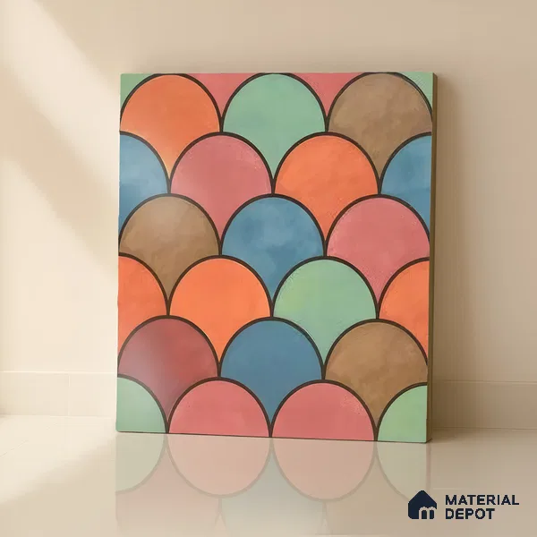 Moroccan Floor & Wall Tile TL 07323 Sunset Scales 1 ft x 1 ft Ceramic Matte Finish - 9 mm | Suitable For Kitchen, Bathroom, Living Area | Please Expect a Slight Variation of Pattern (Sample)