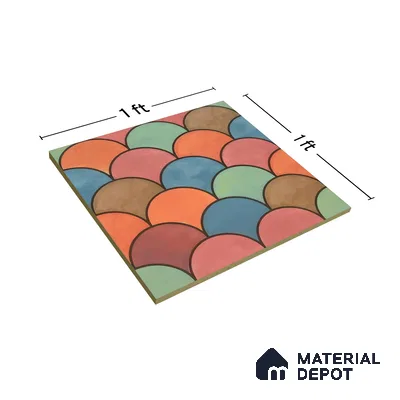 Moroccan Floor & Wall Tile TL 07323 Sunset Scales 1 ft x 1 ft Ceramic Matte Finish - 9 mm | Suitable For Kitchen, Bathroom, Living Area | Please Expect a Slight Variation of Pattern (Sample)