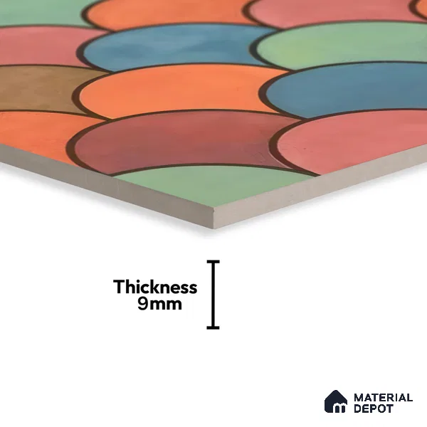 Moroccan Floor & Wall Tile TL 07323 Sunset Scales 1 ft x 1 ft Ceramic Matte Finish - 9 mm | Suitable For Kitchen, Bathroom, Living Area | Please Expect a Slight Variation of Pattern (Sample)