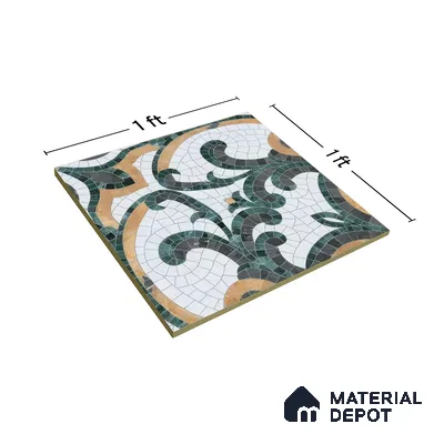 Moroccan Floor & Wall Tile TL 07322 Emerald Arabesque 1 ft x 1 ft Ceramic Matte Finish - 9 mm | Suitable For Kitchen, Bathroom, Living Area | Please Expect a Slight Variation of Pattern (Sample)