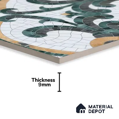 Moroccan Floor & Wall Tile TL 07322 Emerald Arabesque 1 ft x 1 ft Ceramic Matte Finish - 9 mm | Suitable For Kitchen, Bathroom, Living Area | Please Expect a Slight Variation of Pattern (Sample)