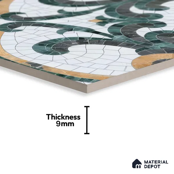 Moroccan Floor & Wall Tile TL 07322 Emerald Arabesque 1 ft x 1 ft Ceramic Matte Finish - 9 mm | Suitable For Kitchen, Bathroom, Living Area | Please Expect a Slight Variation of Pattern (Sample)