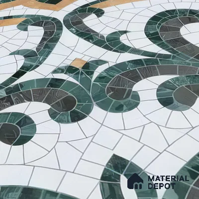 Moroccan Floor & Wall Tile TL 07322 Emerald Arabesque 1 ft x 1 ft Ceramic Matte Finish - 9 mm | Suitable For Kitchen, Bathroom, Living Area | Please Expect a Slight Variation of Pattern (Sample)
