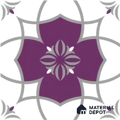 Moroccan Floor & Wall Tile TL 07297 Amethyst Star 1 ft x 1 ft Ceramic Matte Finish - 9 mm | Suitable For Kitchen, Bathroom, Living Area | Please Expect a Slight Variation of Pattern (Sample)