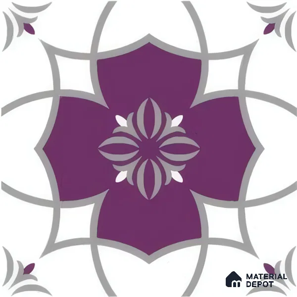 Moroccan Floor & Wall Tile TL 07297 Amethyst Star 1 ft x 1 ft Ceramic Matte Finish - 9 mm | Suitable For Kitchen, Bathroom, Living Area | Please Expect a Slight Variation of Pattern (Sample)