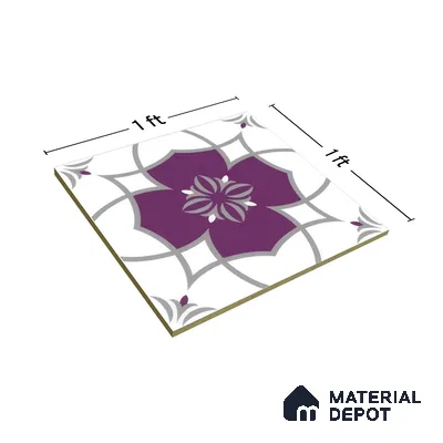 Moroccan Floor & Wall Tile TL 07297 Amethyst Star 1 ft x 1 ft Ceramic Matte Finish - 9 mm | Suitable For Kitchen, Bathroom, Living Area | Please Expect a Slight Variation of Pattern (Sample)