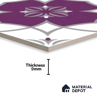 Moroccan Floor & Wall Tile TL 07297 Amethyst Star 1 ft x 1 ft Ceramic Matte Finish - 9 mm | Suitable For Kitchen, Bathroom, Living Area | Please Expect a Slight Variation of Pattern (Sample)