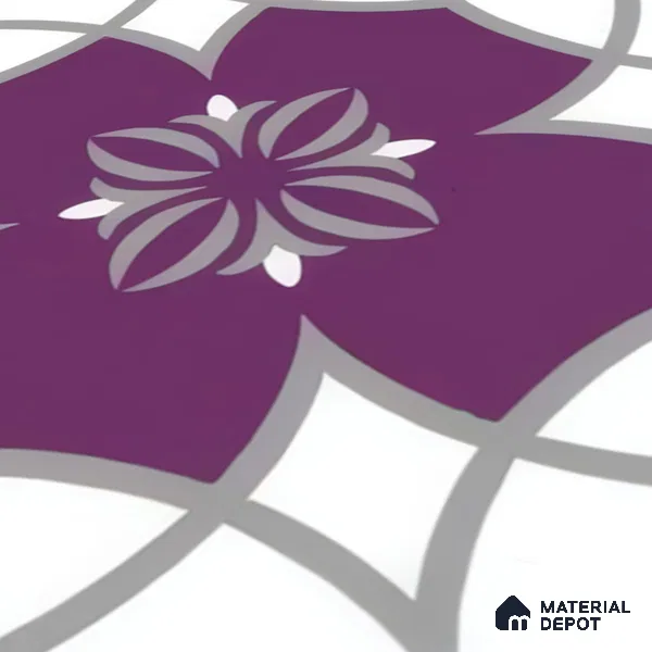 Moroccan Floor & Wall Tile TL 07297 Amethyst Star 1 ft x 1 ft Ceramic Matte Finish - 9 mm | Suitable For Kitchen, Bathroom, Living Area | Please Expect a Slight Variation of Pattern (Sample)