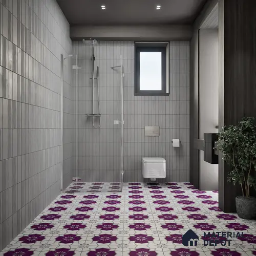Moroccan Floor & Wall Tile TL 07297 Amethyst Star 1 ft x 1 ft Ceramic Matte Finish - 9 mm | Suitable For Kitchen, Bathroom, Living Area | Please Expect a Slight Variation of Pattern