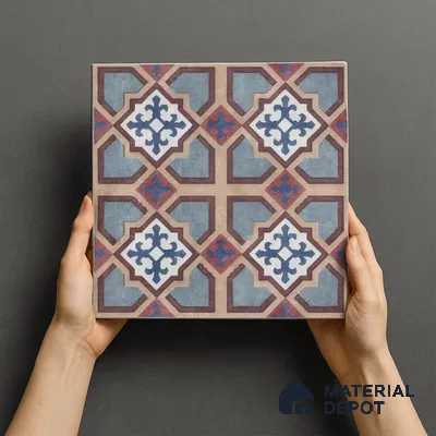 Moroccan Floor & Wall Athangudi Tile TL 07308 Moroc Frame 1 ft x 1 ft Ceramic Matte Finish - 9 mm | Suitable For Kitchen, Bathroom, Living Area | Please Expect a Slight Variation of Pattern (Sample)