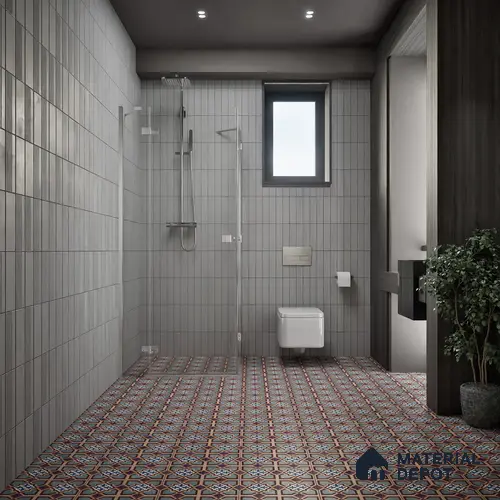 Moroccan Floor & Wall Athangudi Tile TL 07308 Moroc Frame 1 ft x 1 ft Ceramic Matte Finish - 9 mm | Suitable For Kitchen, Bathroom, Living Area | Please Expect a Slight Variation of Pattern