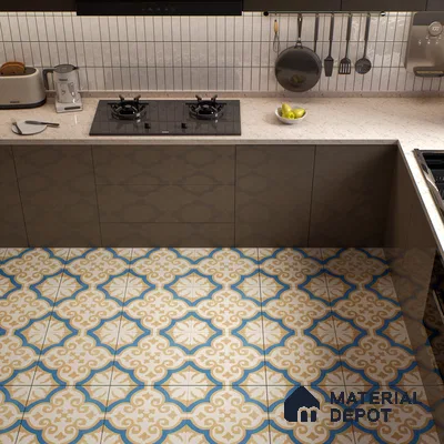 Moroccan Floor & Wall Tile TL 07315 Royal Dune 1 ft x 1 ft Ceramic Matte Finish - 9 mm | Suitable For Kitchen, Bathroom, Dining Area | Please Expect a Slight Variation of Pattern