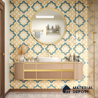Moroccan Floor & Wall Tile TL 07315 Royal Dune 1 ft x 1 ft Ceramic Matte Finish - 9 mm | Suitable For Kitchen, Bathroom, Dining Area | Please Expect a Slight Variation of Pattern