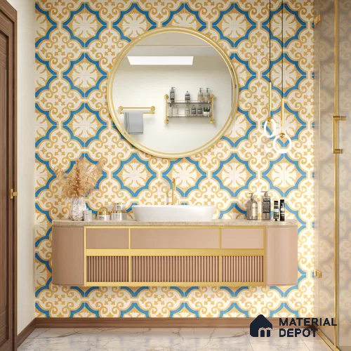 Moroccan Floor & Wall Tile TL 07315 Royal Dune 1 ft x 1 ft Ceramic Matte Finish - 9 mm | Suitable For Kitchen, Bathroom, Dining Area | Please Expect a Slight Variation of Pattern