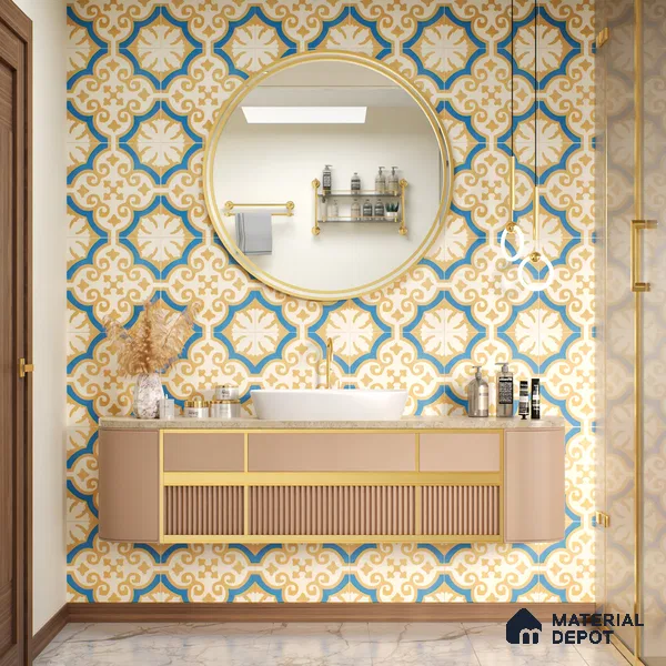 Moroccan Floor & Wall Tile TL 07315 Royal Dune 1 ft x 1 ft Ceramic Matte Finish - 9 mm | Suitable For Kitchen, Bathroom, Dining Area | Please Expect a Slight Variation of Pattern