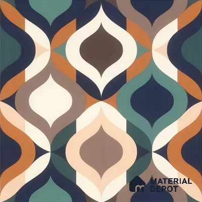 Moroccan Floor & Wall Tile TL 07314 Retro Curve 1 ft x 1 ft Ceramic Matte Finish - 9 mm | Suitable For Kitchen, Bathroom, Living Area | Please Expect a Slight Variation of Pattern (Sample)