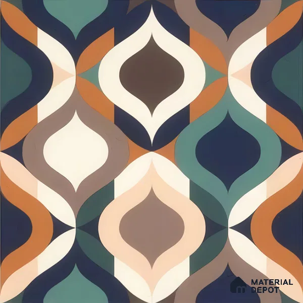 Moroccan Floor & Wall Tile TL 07314 Retro Curve 1 ft x 1 ft Ceramic Matte Finish - 9 mm | Suitable For Kitchen, Bathroom, Living Area | Please Expect a Slight Variation of Pattern (Sample)