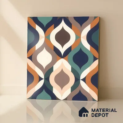Moroccan Floor & Wall Tile TL 07314 Retro Curve 1 ft x 1 ft Ceramic Matte Finish - 9 mm | Suitable For Kitchen, Bathroom, Living Area | Please Expect a Slight Variation of Pattern (Sample)