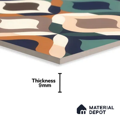 Moroccan Floor & Wall Tile TL 07314 Retro Curve 1 ft x 1 ft Ceramic Matte Finish - 9 mm | Suitable For Kitchen, Bathroom, Living Area | Please Expect a Slight Variation of Pattern (Sample)