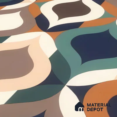 Moroccan Floor & Wall Tile TL 07314 Retro Curve 1 ft x 1 ft Ceramic Matte Finish - 9 mm | Suitable For Kitchen, Bathroom, Living Area | Please Expect a Slight Variation of Pattern (Sample)